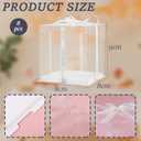8Pcs Tall Cake Boxes Clear Box with Ribbon, 8x8x9 inch, for 6" cajas para pasteles Tiered Cakes,Transport Gift Boxes for Wedding Valentine'Day and Gift Display. (Clear, 8 * 8 * 9 inch/8pcs)