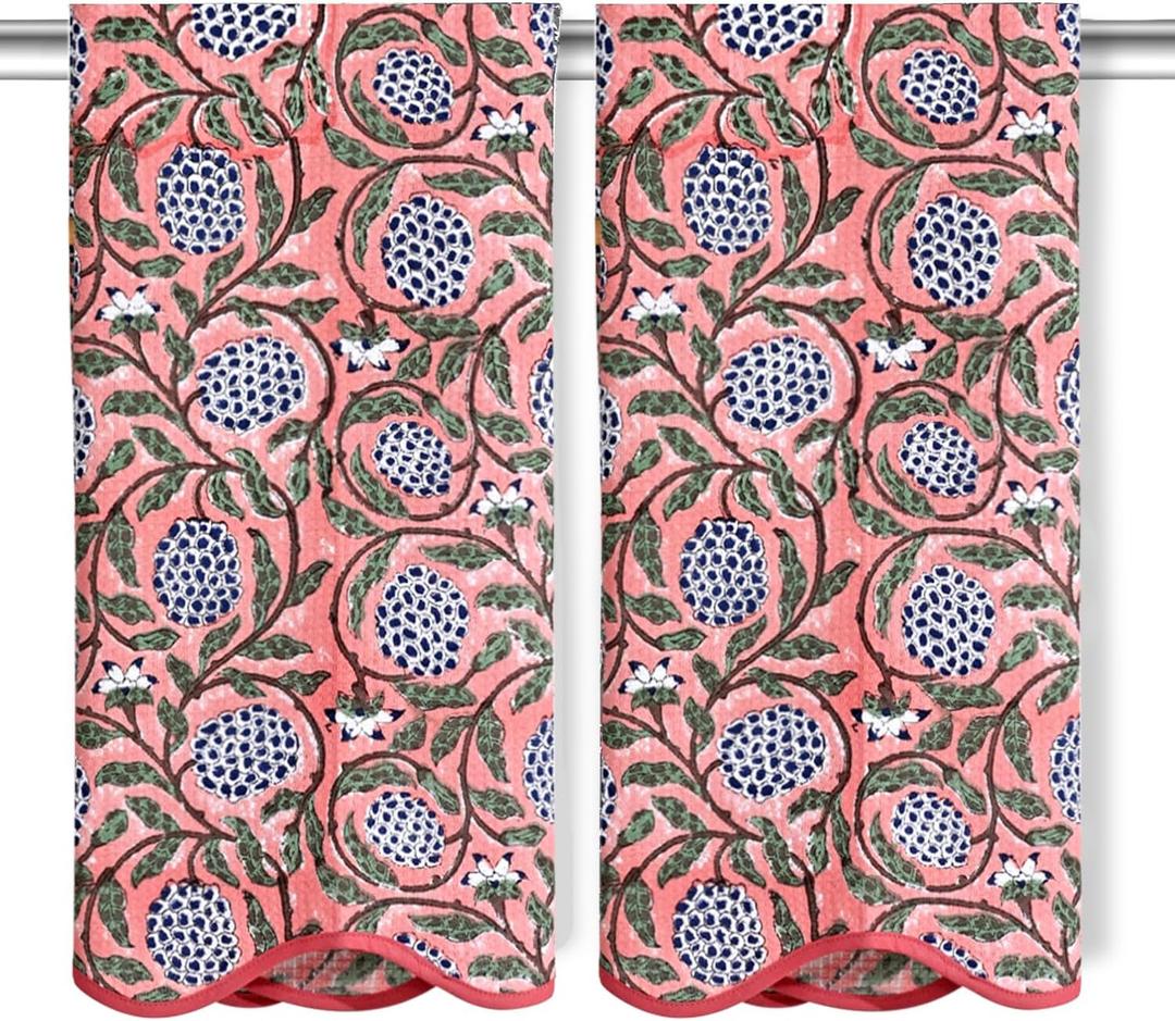 Ridhi Block Print Dark Salmon Cotton Spa/Beach Towel 27"x54" Set of 2 Handmade Bath Towel, Quick Dry Turkish Style Bath, Soft Absorbent Luxury Towel for Home, Gym & Spa, Boho Bathroom Dcor