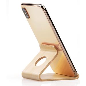 Cell Phone Stand for Desk - Portable Wood Phone Holder for Bed Compatible with iPhone 16 15 14 13 Pro Max 12 11 iPad mini, Smartphone, Wooden Office Aesthetic Desk Accessories