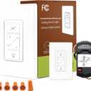 Universal Ceiling Fan Remote Control, Ceiling Fan Remote Control Kit and Dimmer Light Switch, Ceiling Fan Wall Switch UC9050T, Fan Remote Control Kit Compatible with Hampton Bay Harbor Breeze Hunter