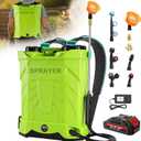 Battery Powered Backpack Sprayer 5.3 Gallon,Electric Garden Sprayer with 100 PSI Adjustable Pressure, Rechargeable 21V 2.6Ah Battery,8 Nozzles (Includes Telescopic Wand) for Lawn,Yard,Garden