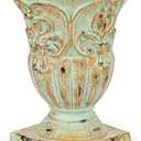 Sungmor Vintage Resin Trophy Planter, 13 Inch Embossed Design Garden Urn with Drainage Hole, Decorative Plant Pot Indoor Outdoor Plant Container, Shabby Chic Flower Vase Home Decor