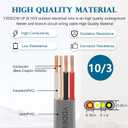 10/3 UF-B Wire - 100FT 100% Pure Copper 10AWG 3 Connector Direct Burial Electrical Cable 10 Gauge for Underground Feeder Wet or Corrosive Locations Indoor & Outdoor etc