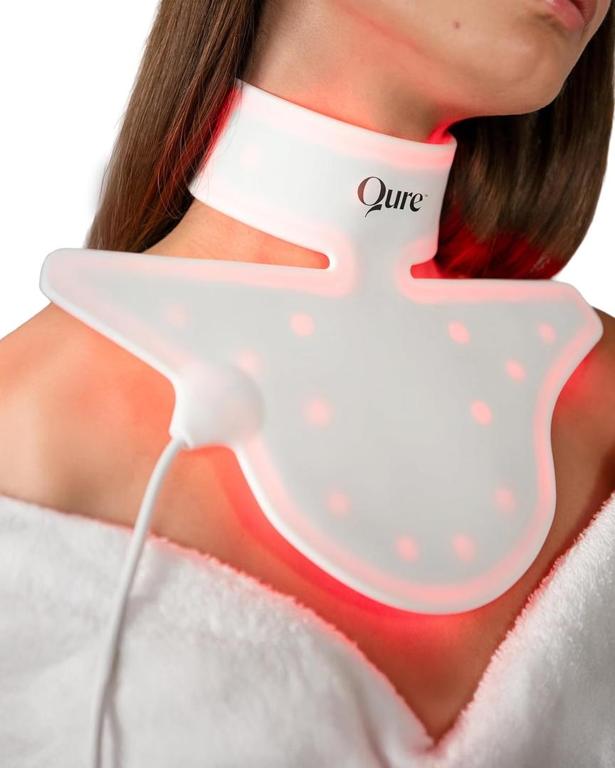 Qure Neck & Dcolletage & Chest LED System, Red Light Therapy with 2 Wavelengths of Light, Red 633nm and Near-Infrared 830nm