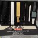 27 Piece Charcoal Drawing Set - Professional Black & White Charcoal Pencils for Sketching, Shading & Blending, Graphite Sticks with Artist Art Supplies Kit (Beginners & Professionals)