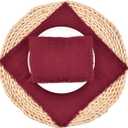 2 x Fall Thanksgiving Rustic Cloth Napkins 16.5x16.5 Inches Handmade Cotton Linen Napkins with Fringe Boho Washable Dinner Napkins in Bulk for Wedding Party Table Decor Set of 4 Burgundy