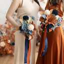 Ling's moment Wedding Artificial Flowers Package, Burnt Orange Navy Blue