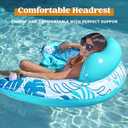 SLOOSH Inflatable Pool Floats Adult, 3 Pack Pool Chairs with Cup Holders,Blow up Floats Chair,Hammock Noodle Mat Leaves Design for Relaxing Summer Water Fun Swimming Party Beach,Blue, Green, Pink