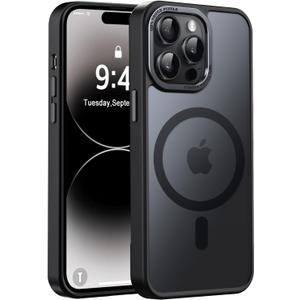 Newfuture Designed for iPhone 14 Pro Max Case with Magnetic [13 FT Military Drop Protection] [Compatible with Magsafe] Slim Translucent Matte Shockproof with Anti-Fingerprint Phone Case, Black