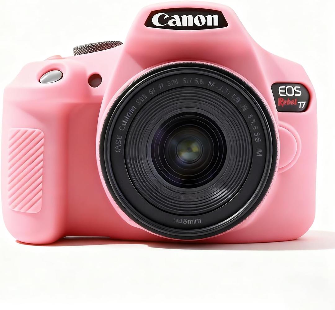 Case for Canon EOS Rebel T7 Rebel T6 Camera, Soft Silicone Rubber Protective Camera Case Cover Accessories, Lightweight, Anti-Scratch with Button Marking for EOS Rebel T7 T6 (Pink)