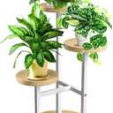 GEEBOBO 3 Tier Plant Stand Indoor, Metal Wood Plant Stands For Indoor Plants Multiple, Corner Tiered Flower Plants Shelf Stand for Living Room Bedroom, White
