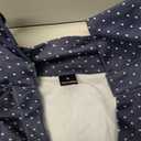 SOLY HUX Women's Polka Dots Button Down Shirt Short Sleeve Collar Fitted Blouse Y2k Cute Going Out Tops Dark Blue Large