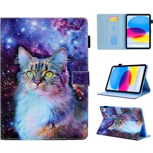 KEROM Case for iPad (A16) 11th Generation Case 11 Inch 2025, iPad 10th Generation Cover 10.9 Inch 2022, Cute PU Leather Folio Stand Protective Cover for Kids, Girls, Woman - Space Cat