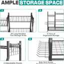 EVERHANGER Garden Tool Organizer Stand, Garage Tool Storage Organization, Yard Tool Racks with lockable wheels, Fit for Long-Handled Tools/Rakes/Brooms