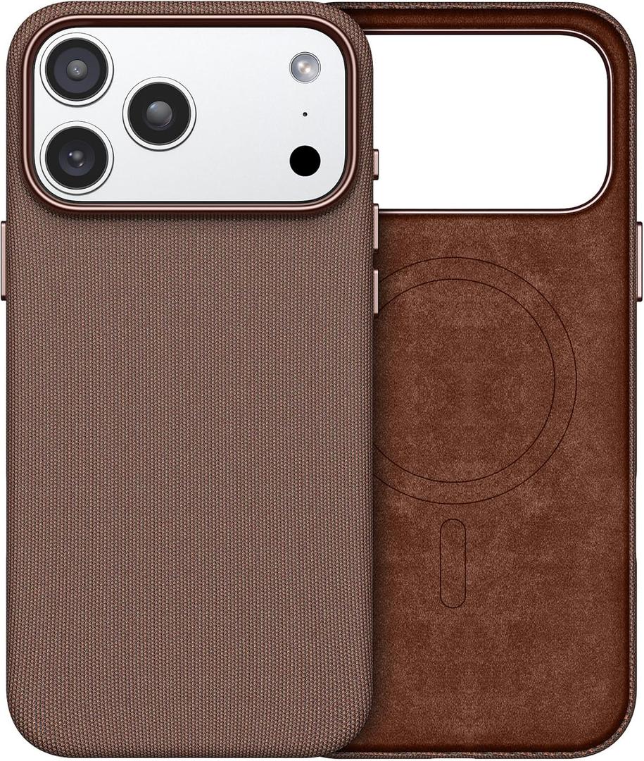 for iPhone 17 Pro TechWoven Case 2025, iPhone 17 Pro Phone Case [Compatible with MagSafe] Shockproof Anti-Slip TechWoven Premium Woven Fabric Cover for 17 Pro 6.3", Sienna