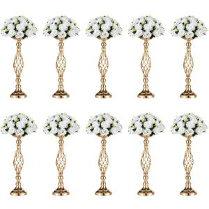 Versatile Metal Flower Arrangement, Candle Holder Stand Set for Wedding Party Dinner Centerpiece Event Restaurant Hotel Decoration (Gold, 10 x M)