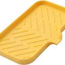 Silicone Bathroom Soap Dishes with Drain Spout-Bathroom and Kitchen Sink Organizer,Sponge Holder,Dish Soap Tray,Perfect for Dispenser,Scrubber,Bottle,Cup on Sink or Counter-Yellow 9.6"5.3"