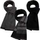 HooLing 3 Pcs Winter Scarf for Men Soft Warm Wool Scarves 71 x 12.6 Inches Blend Classic Plaid Men's Neck Wear