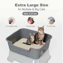 Extra Large Cat Litter Box (ABS Material), Low Entry High Sides Senior Litter Pen for Geriatric Kitty Big Cats, Jumbo Litter Boxes Tray for Multi Cat Indoor Pets Potty (Gray, 24" L x 20" W x13)