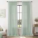 Nanspring Extra Long Textured Linen Curtains for Living Room 108 Inch Length 2 Panels Set Privacy Translucent with Light Filtering Elegant Semi Sheer Drapes for Bedroom Aqua Green W52 x L108