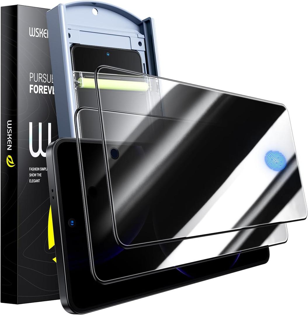 WSKEN for Samsung Galaxy S25 edge Privacy Screen Protector - [24 Anti-Spy] [0.02s Fingerprint Unlock] [Auto Dust Remove] [Zero Bubble] Top Durable 9H+ Tempered Glass Case Friendly, 2 Pack