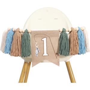 Fishing One Birthday High Chair Banner - Fishing Themed First Birthday Banner, 8 Inches x 12 Inches