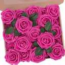 N&T NIETING Artificial Flowers, Foam Roses Perfect for Valentine's Day DIY Wedding Bridal Bouquets Centerpieces Bridal Shower Party Home Flower Arrangement Decor 25Pcs, Hot Pink