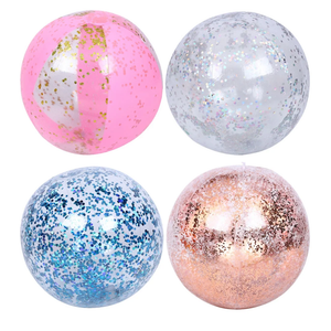 5 pcs Transparent Sequin Inflatable Balls for Pool Games Beach Fun and Photo Props Includes Colorful Glitter Balls Pumps for Easy Inflation