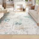 Homcomoda Modern Living Room Rug 6x9 Non Slip Washable for Bedroom Abstract Large Neutral Ultra Thin Carpet for Dining Room Office Classroom (5'11" x 8'10" (Rectangular), Beige Multi)
