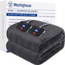 Westinghouse Electric Blanket King Size, Super Cozy Soft Flannel 100" x 90" Heated Blanket with 10 Fast Heating Levels & 1-12 Auto-Off, Machine Washable, ETL&FCC Certification, Charcoal