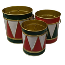 Interiors Red & Green Harlequin Drum Containers Set/3 Iron 56253A-RDGR
