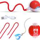 Interactive Cat Toys for Indoor Cats, Automatic Motion Activated Hide and Seek Cat Toy, Fast Rolling Ball in Cat Play Mat Keeps Cat Engaged (Red)