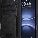 MZELQ Compatible with iPhone Air Case 2025 Silicone Card Holder, Cute Pattern Rose Flower Floral Cover for Girls Women -Black