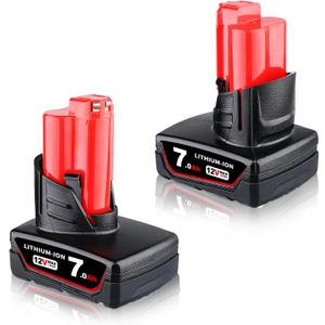 MANUFER 7.0Ah Replacement for Milwaukee M-12 Battery 12V Lithium-ion Compatible with 48-11-2420 48-11-2440 48-11-2402 48-11-2411 48-11-2410 12 Volt Cordless Power Tools 2Pack