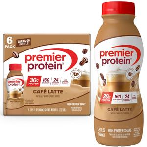 Premier Protein Shake, Caf Latte with Caffeine for Energy 30g Protein, No Added Sugar, 24 Vitamins & Minerals to Support Immune Health, 11.5 fl oz, 6 Pack (EXP 01/12/26)