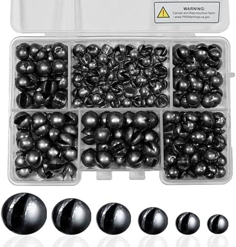SANWEAL120PCS/200PCS Fishing Weights Sinkers - Premium Split ShotFishing Weights Sinkers - Round Removable Fishing Sinkers - 5/6 Sizes