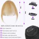 Clip in Bangs,100% Human Hair,French Bangs for Women, Wispy Bangs with Temples for Daily Wear, Hairpieces Ash Blonde