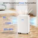 Whoy Dehumidifier for Home, 2000 Sq. Ft., Max 50 Pints, 1.6L Tank, App-Controlled, With 4.9 ft Drain Hose,Child Lock, Smart Ideal for Bedrooms & Living Rooms