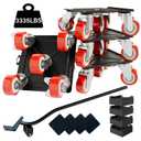 Furniture-Dolly-Furniture-Movers-with-5-Wheels, Furniture Sliders Large Size Carbon Steel Panel Lifter Tool for Moving Heavy Furniture, Furniture Dollies with 2 Brakes, Max Capacity 3335 Ibs