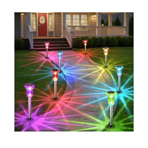 Solar Outdoor Lights, 10 Pack Solar Pathway Lights Outdoor Waterproof, Stainless Steel Stake Lighting for Garden Yard Path Walkway Driveway Patio Lawn Outside Decor,Color Changing