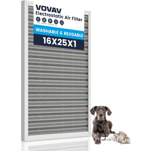 16x25x1 Air Filter-MERV 8, Washable & Reusable Electrostatic Filter, AC/HVAC Furnace Filters, Lasts a Lifetime, Permanent Air Filter, Breathe Fresher,Home And Office Actual Size:15.5x24.65x0.82 Inch (25X16X1)