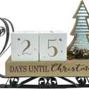 Christmas Countdown Calendar Christmas Tree Sleigh Advent Calendar Wooden Number Christmas Decorations for Home Farmhouse Days Until Christmas Tabletop Decor