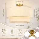Hamilyeah 20 Inch Drum Flush Mount Ceiling Light Gold, 4-Light Double Layer