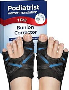 Bunion Corrector for Women & Men, Adjustable Toe Straightener, Soft & Comfortable for Sleeping and Daily Wear, Corrective Brace for Big Toe and Little Toe (1 Pair), Black