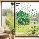 3 Pcs Large St. Patrick's Day Window Clings, PVC Static Cling Stickers Shamrock Leprechaun Pot of Gold Horseshoe Design 13 7 x 33 4 Inch Repositionable Clings for Windows Mirrors Glass