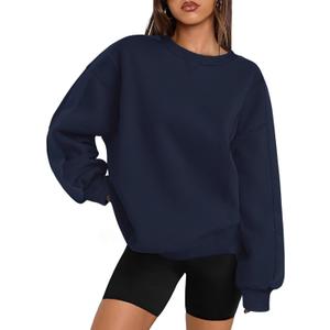 Zeagoo Womens Sweatshirt Long Sleeve Color Block Fleece Hoodies Fall Casual Crewneck Pullover Tunic Tops 2024 (Small, Navy)