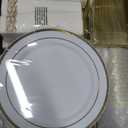 BESTVIP 700 PCS Gold Dinnerware Set for 100 Guests, Plastic Dinnerware Set for Party, Christmas, Include: 200 Plastic Plates, 100 Gold Silverware, 100 Cups, 100 Paper Napkins