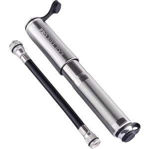 Pro Bike Tool Mini Bike Pump - Compact and Portable Bicycle Tire Pump for Fast Inflation - Compatible with Presta and Schrader Valves - Lightweight and Durable Design - Essential Bicycle Accessories (Titanium)