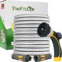 TheFitLife Flexible Metal Garden Hose - 25 FT Lightweight Stainless Steel Water Hose with Solid Fittings and Sprayer Nozzle - Leak Proof, Kink Free, Anti-rust, Large Diameter, Durable and Easy Storage