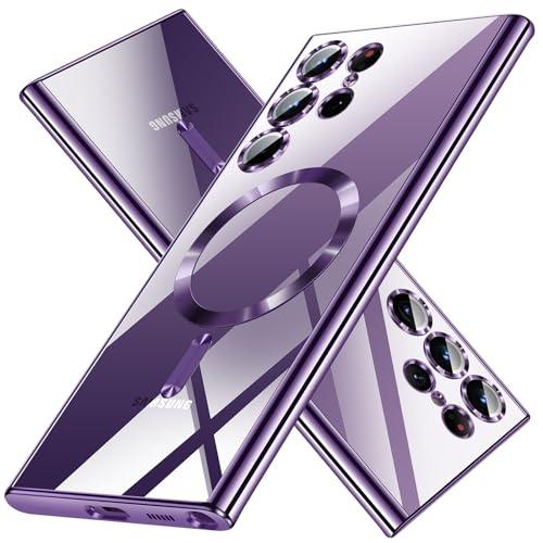 Hurgoer for Samsung Galaxy S24 Ultra Case（Only）.Magnetic Cover for S24 Ultra，Glossy Slim Thin Soft funda capa para for 6.8 inch.Compatible with MagSafe (Purple)